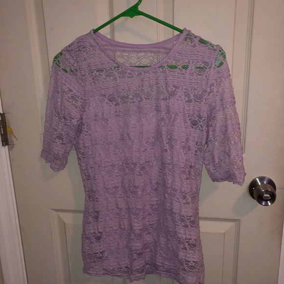 Suzy Shier Tops - Purple lace top